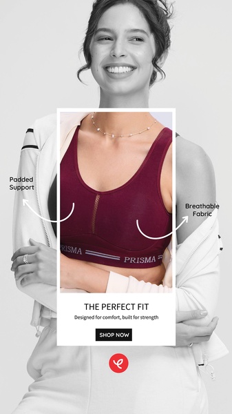 sports bra, athletic bra, workout bra, fitness bra, exercise bra, training bra, activewear bra, product launch, minimalist, trustworthy, neutral, red